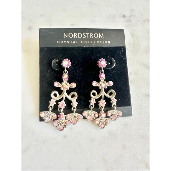 Nordstrom’s crystal collection Y2K chandelier dangle earrings gold and sparkly i - Picture 2 of 2